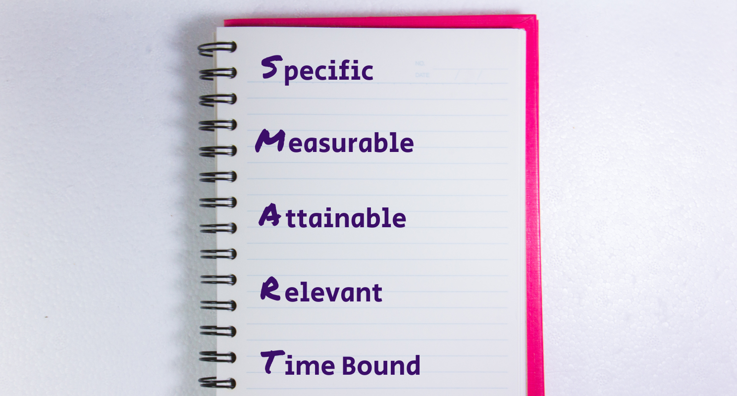 SMART goal acronym written in notebook