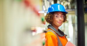 female engineer in PPE